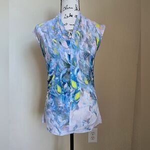 Art Simply By Dolcezza Sleeveless Top Womens S V Neck Abstract Pastel Artsy